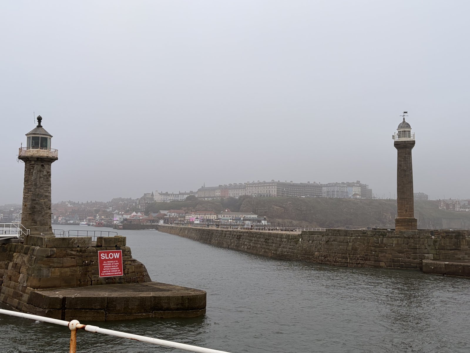 Looking back into Whitby Harbour